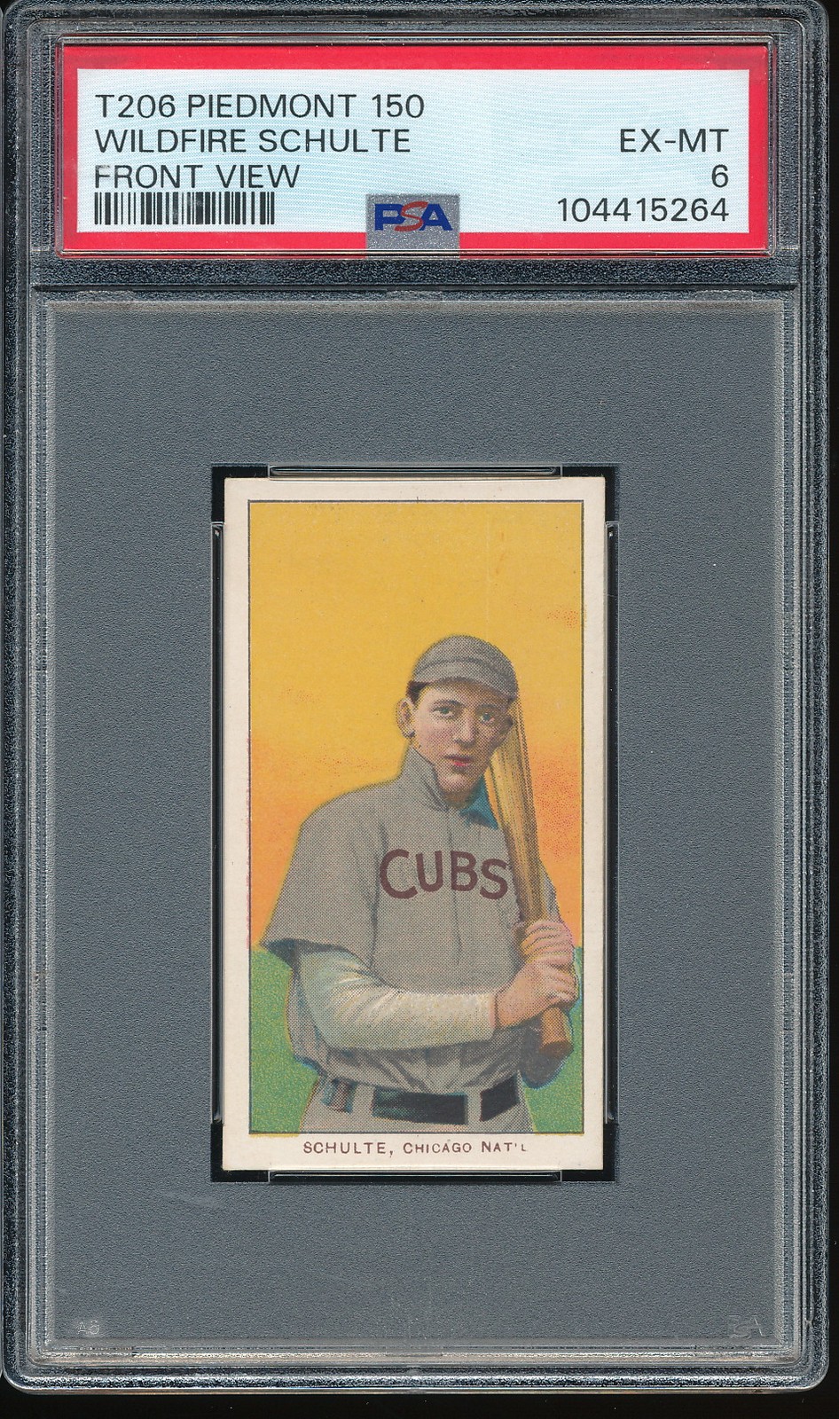 T206 Piedmont 150/25 Wildfire Schulte (Front View) PSA 6 - Cubs - POP 11 - rare!