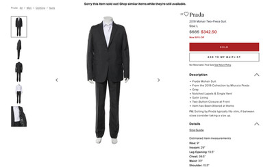 Prada 2018 Mohair Two-Piece Suit - Straight from The Real Real