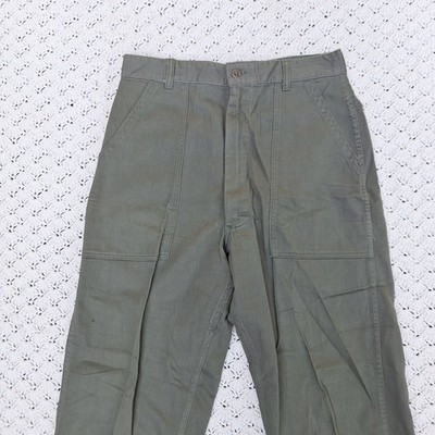 Vtg OG-107 Cotton Sateen Utility Trousers Military Army Green Zip
