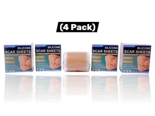 (4-Pk) Scar Away Silicone Scar Sheets 1.6"x60" Breathable & Comfortable 10/2027