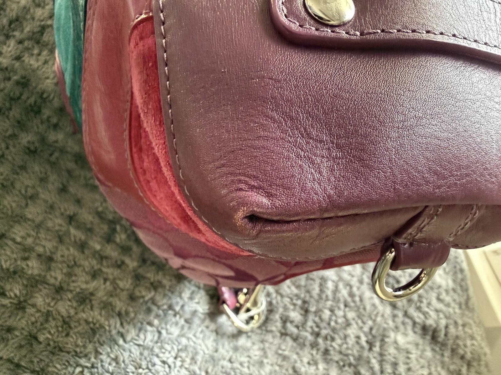 Coach Patchwork Multicolor Purple Shoulder Bag Lo… - image 13