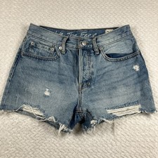 We The Free Size 26 Button Fly Blue Denim Jean Shorts Beach