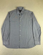 John Varvatos Dress Shirt Mens 16 32/33 Gray Stripe Slim Fit Button Front LS
