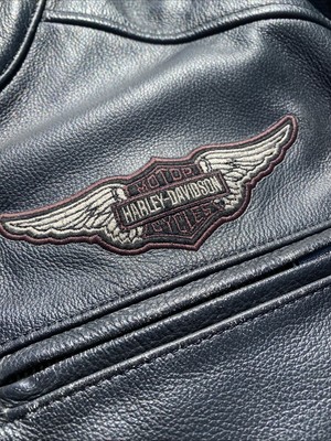 Harley Davidson Men's BIRLER Leather Jacket Black Distressed Large