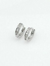 1Ct Round Lab Created diamond Women's Huggie Hoop Earrings 14K White Gold Plated
