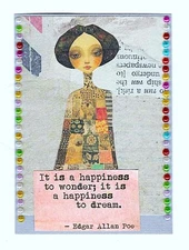 ACEO Art Trading Card ATC Collage OOAK Gems Woman Girl Happiness Wonder Dream