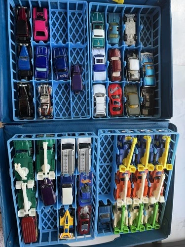 LOT OF 40 LOOSE 1/64 DIECAST HOT WHEELS & MATCHBOX WELLY CARS + TRU VINTAGE CASE