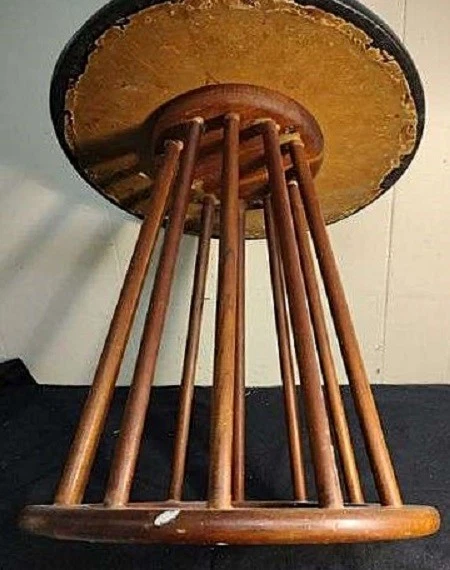 RARO Arthur Umanoff Mid-Century Moderno Años 60 Taburete Redondo Vinilo Negro Foto 4 de 4