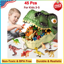 Dinosaur Toys for Kids 3-5, 45Pcs Realistic Jurassic Dinosaurs Figures with Eggs
