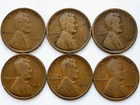 1909P to 1914 P Lincoln Wheat Penny Cent Lot * 6 Coin Set * Original Surfaces #2