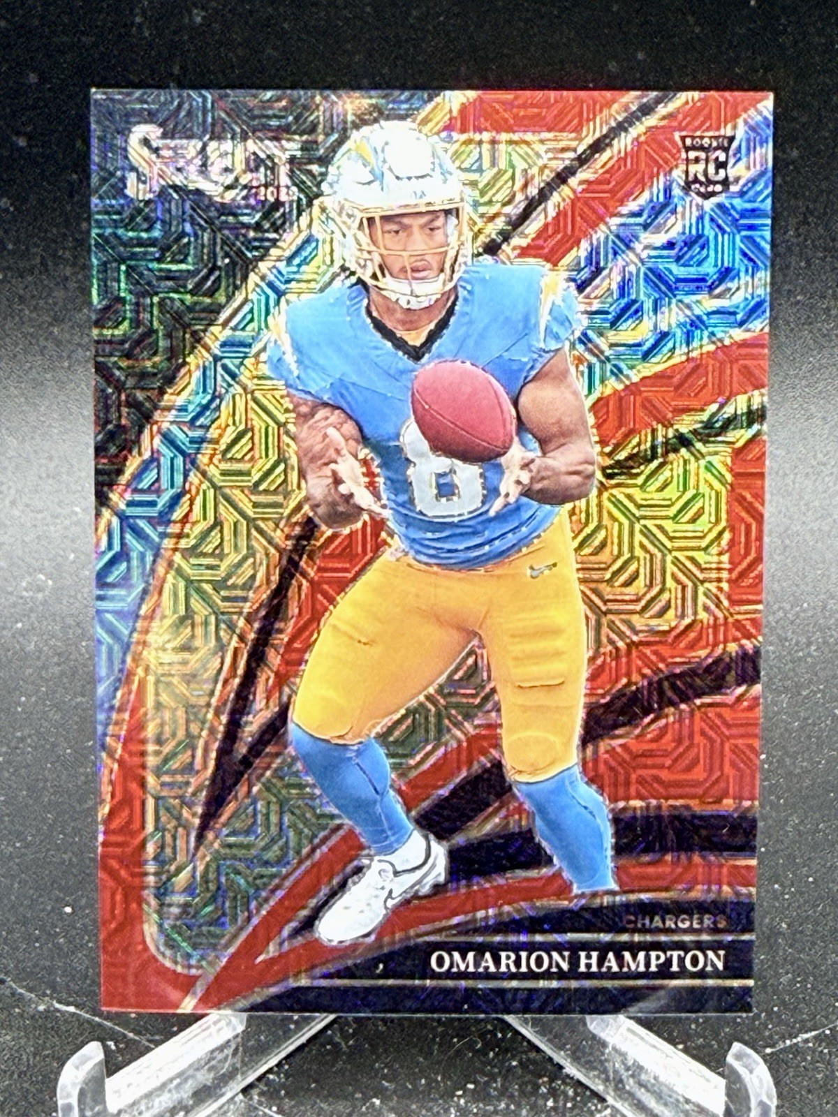 2025 Panini Select Omarion Hampton Club Level Red Prizm /49 RC Chargers Mojo