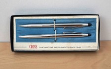 Cross Chrome Silver 2pc Ballpoint Pen Pencil Set