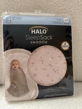 HALO SleepSack Swaddle Small Pink Floral Print Cotton 3-6M, 13-18lb
