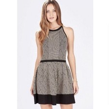 Parker Candice Metallic Jacquard Fit & FlareDress Halter Sleeveless Size Small