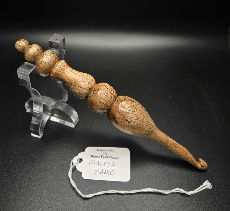 Handcrafted Bryan Tyler Nelson - HAWAIIAN SPALTED CURLY MANGO - Crochet Hook NEW