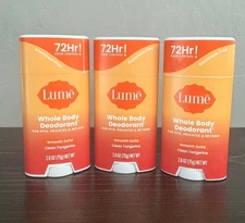 Lume Whole Body Deodorant Smooth Solid  ,Clean Tangerine - 2.6 OZ 3 Pack