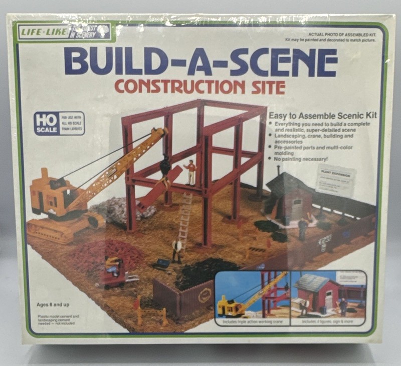 Life-Like Build-A-Scene Construction Site HO 1:87 Working Crane Kit #1375