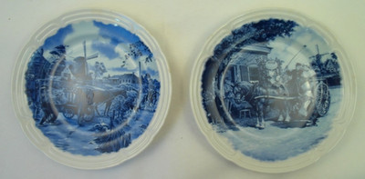 Vintage Delft Blauw Plate Dutch Collection - Set of Two 7'' inch diameter