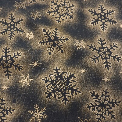 Jo Ann's Ombre Snowflakes Fabric 2/3 Yd Black Gold Holiday Christmas Winter