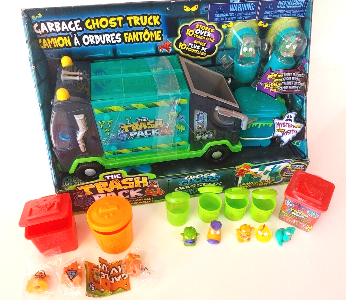 New, The Trash Pack Gross Ghost Garbage Truck w/ Extra Trashies