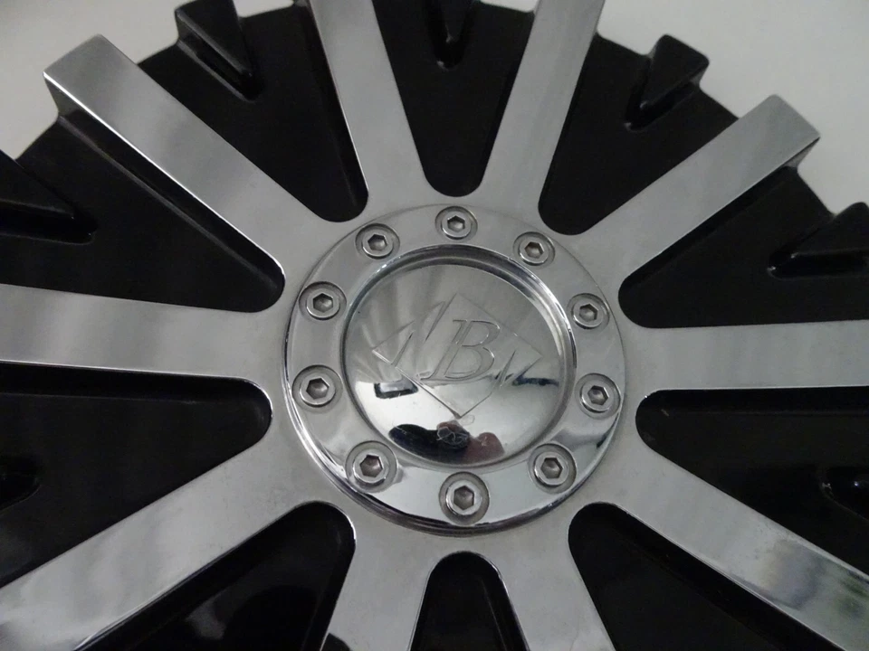 B Black Ice Chrome/Black Custom Wheel Center Cap # C-VB1-C, SJ711-04 - Image 2 of 3