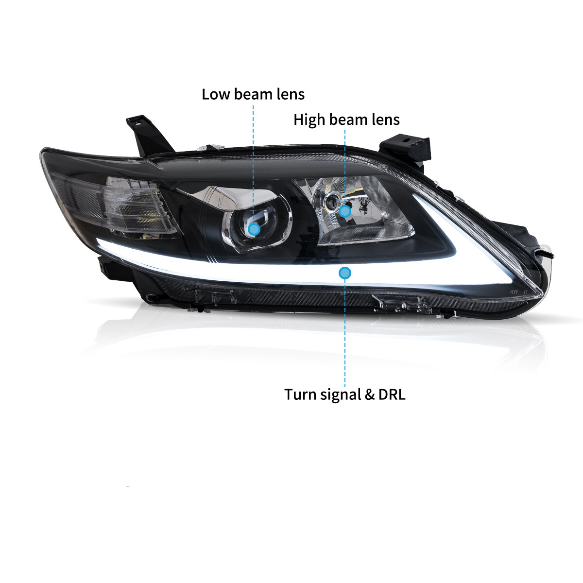 LED Projector Headlights For 2010 2011 Toyota Camry Black Dual