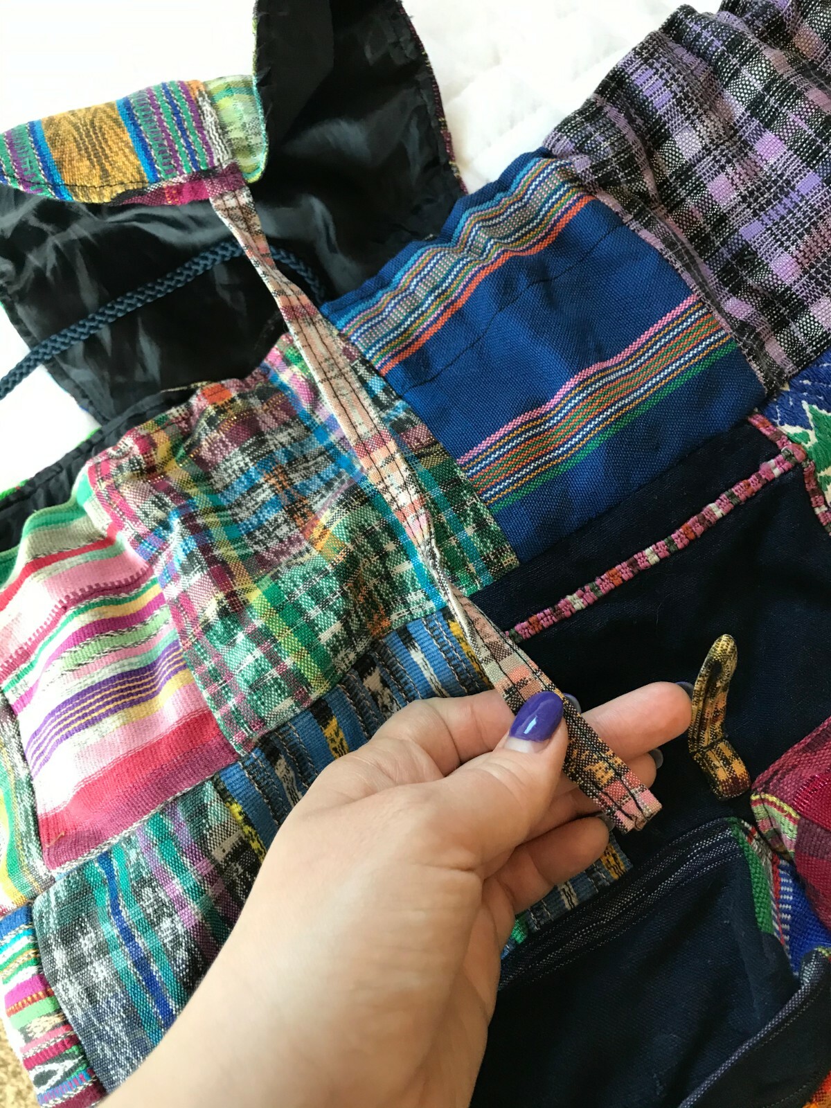 Patchwork Hippie Backpack - Colorful Unique Ecuad… - image 4