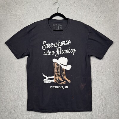 Team Sesh Graphic Tee Mens L Black Bones Ride A Deadboy Music Skeleton Detroit