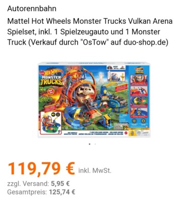 AutorennbahnMattel Hot Wheels Monster Trucks Vulkan Arena Spielset