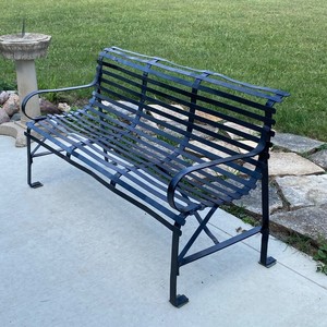 Antique Garden Bench Victorian 1800's Iron Strap