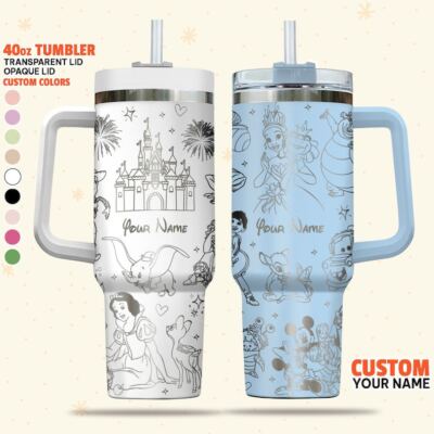 Custom Disney Magical Character Happy Tumbler, Disney Characters 40oz Tumbler, P