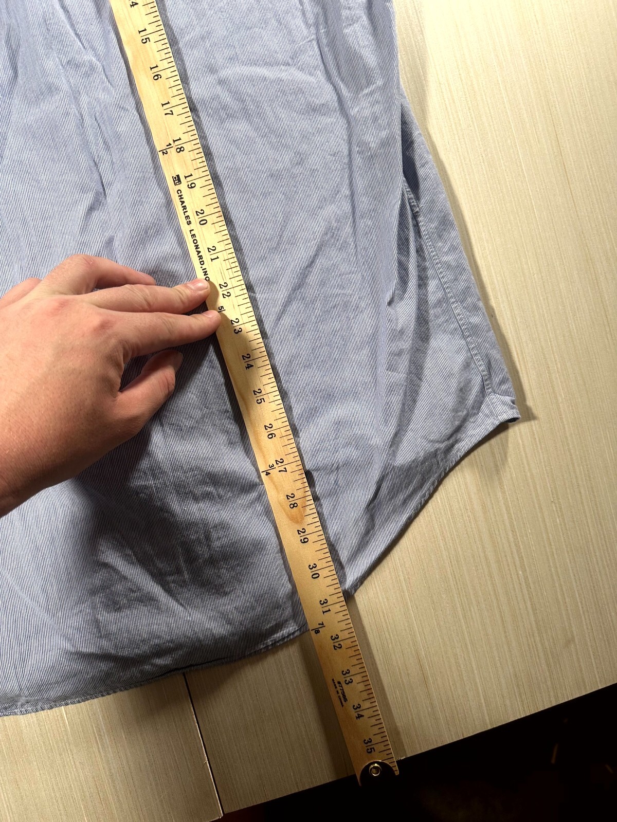 Ralph Lauren Dress Shirt Mens 15.5 White Blue Pinstripe Long Sleeve Button Down thumbnail 4