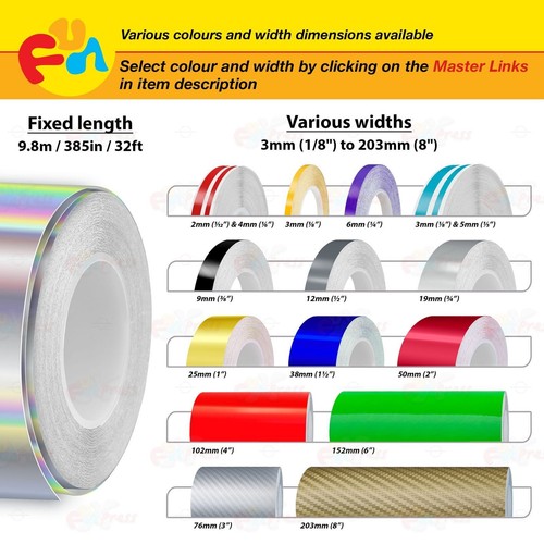 CHROME BURNT-ORANGE 3/4" PIN STRIPE Car Model Motorcycle TAPE Vinyl Sticker 19mm - Picture 4 of 12