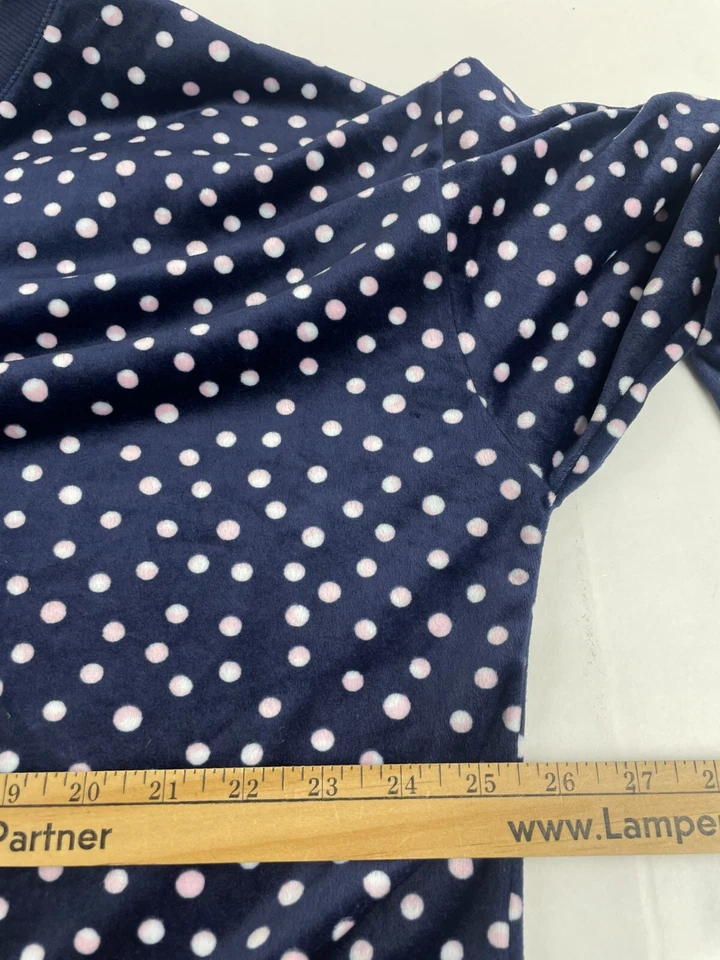 Nautica PJ Топ женщин размер XXL темно-синий розовый белый горошек флис v-образным вырезом - Изображение 4 из 4