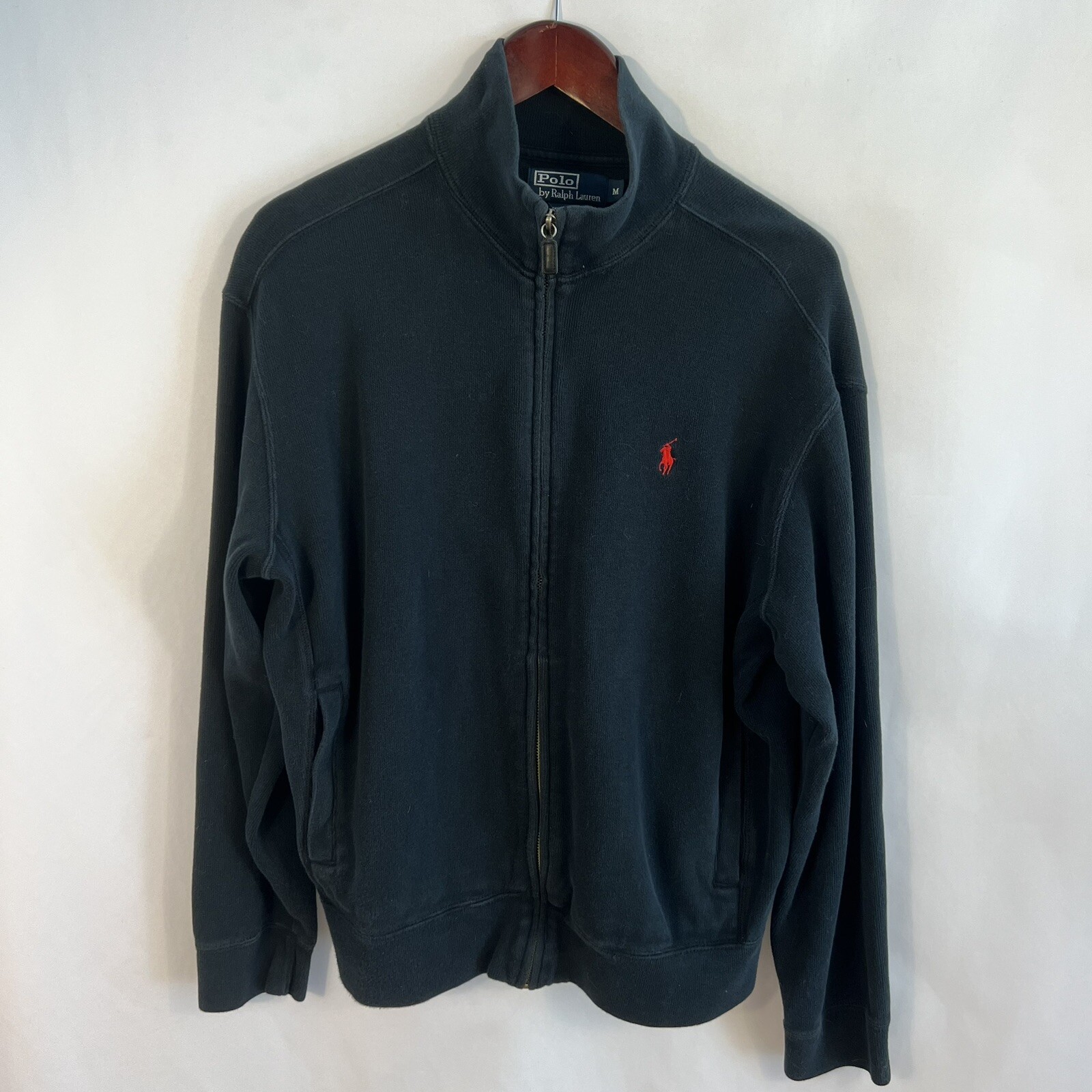 Felpa Polo Ralph Lauren M Medium da uomo cerniera intera finta collo nero logo pony