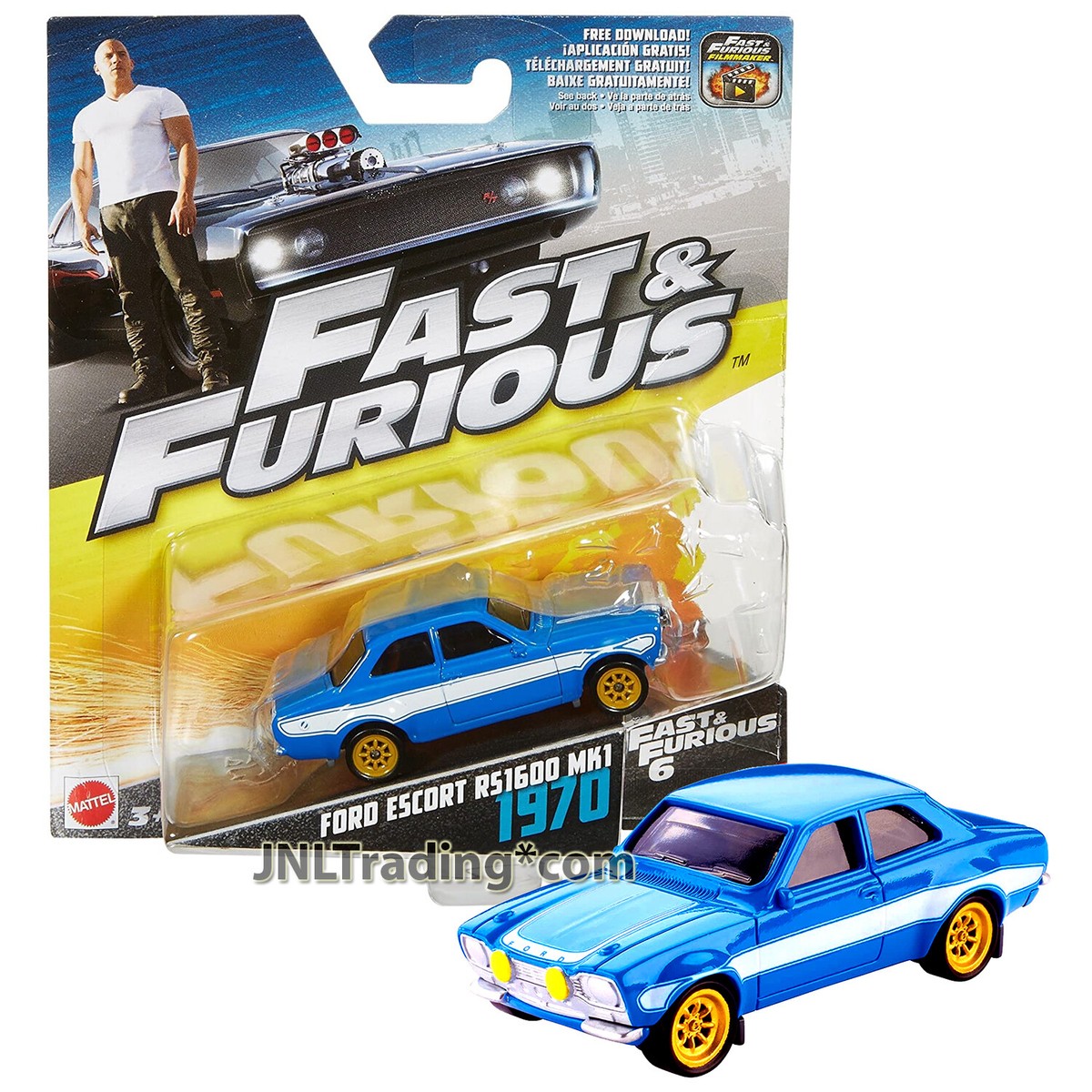 Year 2016 Fast & Furious 6 1:55 Die Cast Car #6 Blue 1970 FORD