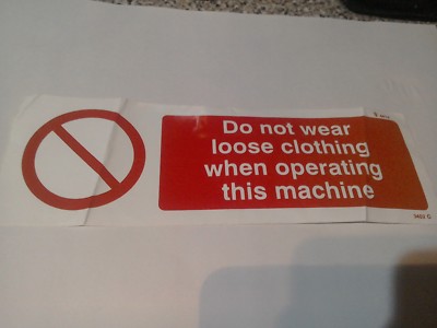 Schild Keine lose Kleidung tragen Maschine - selbstklebender Vinyl-Außenaufkleber
