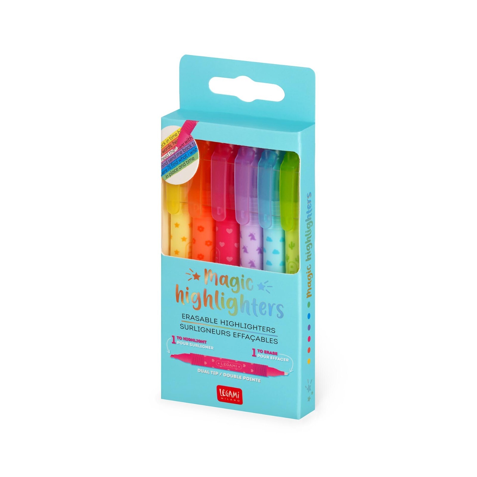 LEGAMI MAGIC ERASABLE HIGHLIGHTERS - Set of 6 Highlighters