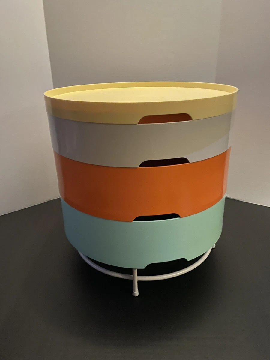 IKEA PS 2014 Retro MCM Round Plastic Stacking Side Table Storage Multi Color M O