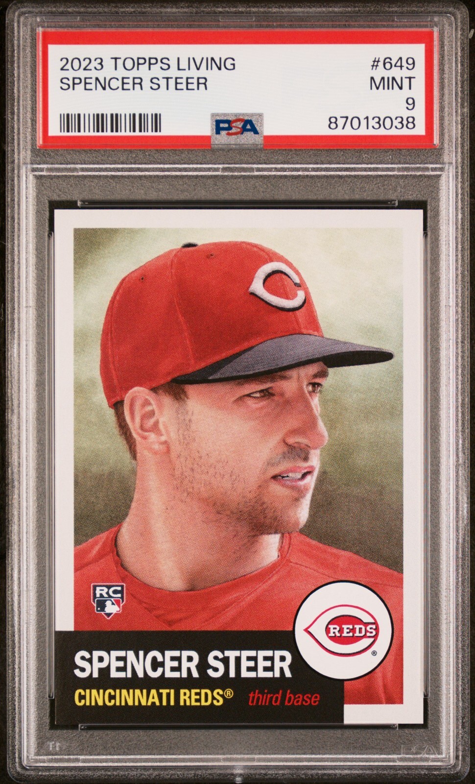 2023 Topps Living Set #649 Spencer Steer RC Rookie PSA 9 Mint 87013038