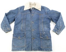 Rare VTG LEE Storm Rider Western Sherpa Lined Denim Jean Barn Jacket 80s Blue
