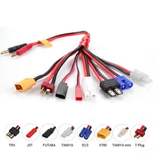 8 in 1 Convert Cable to 4.0mm Banana Plug Lead Cable for TRX, T-Plug, Futaba,JST
