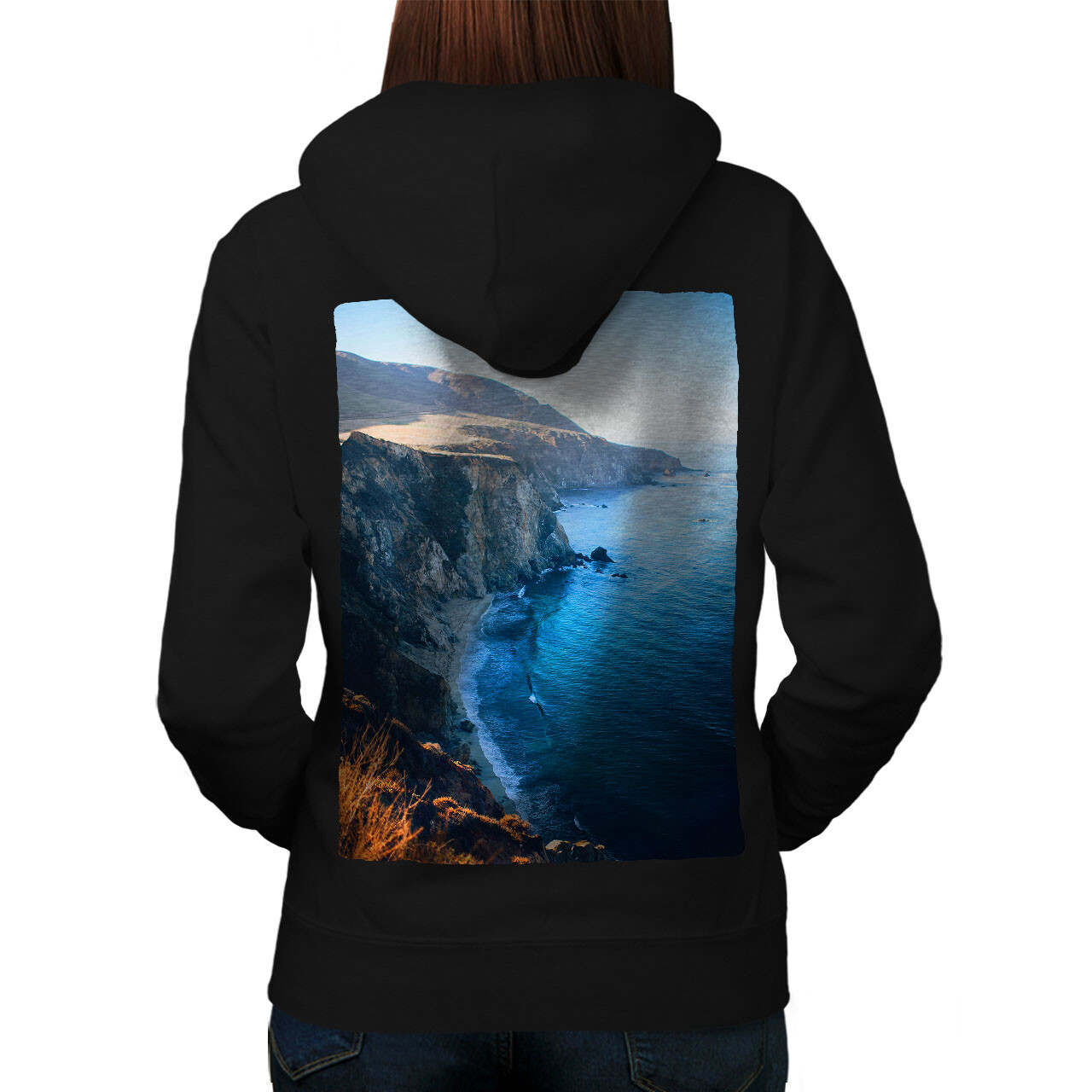 Wellcoda White Cliffs Ocean Ocean Womens Hoodie Back