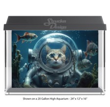 Scuba Diving Cat Polyester Fish Tank Glass Backdrop Aquarium Background