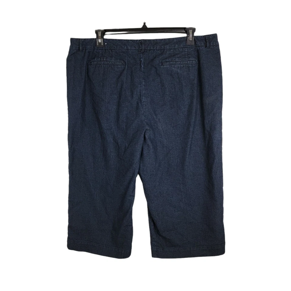 Kim Roger MUJER 18W Mezcla de Algodón Bermudas Pantalones Cortos Denim Azul Lavado Oscuro Foto 2 de 4