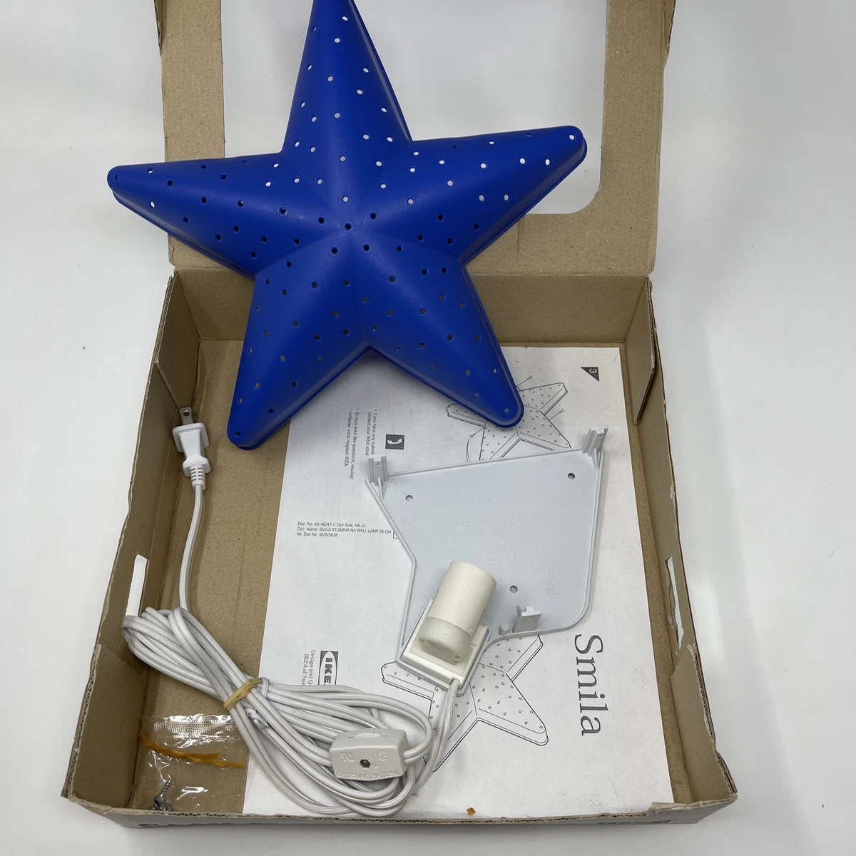 Vintage Ikea Smila Stjarna Star Wall Hanging Light Night Light Glow Blue 10&#034; | eBay