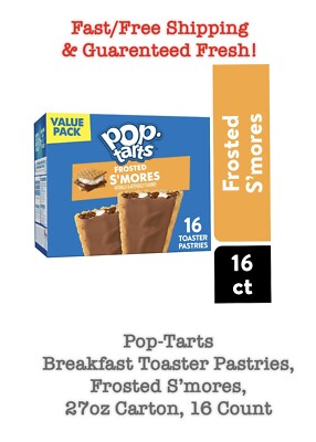 Pop-Tarts Breakfast Toaster Pastries, Frosted S mores, 27oz Carton, 16 Count