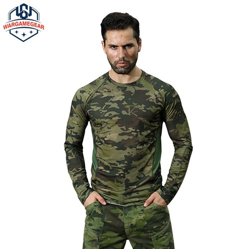 Men Tactical T-Shirt Long Sleeve Tops Military Combat Casual Camo outdoor Hiking - Picture 28 of 29