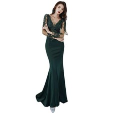 Evening Dress Women Slim Fit Sexy Temperament Fishtail Dress Party Wedding Lace
