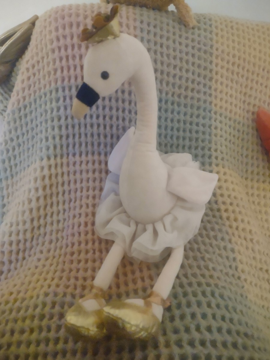 JELLYCAT FANCY SWAN BALLERINA BIRD SOFT TOY CREAM TUTU GOLD CROWN